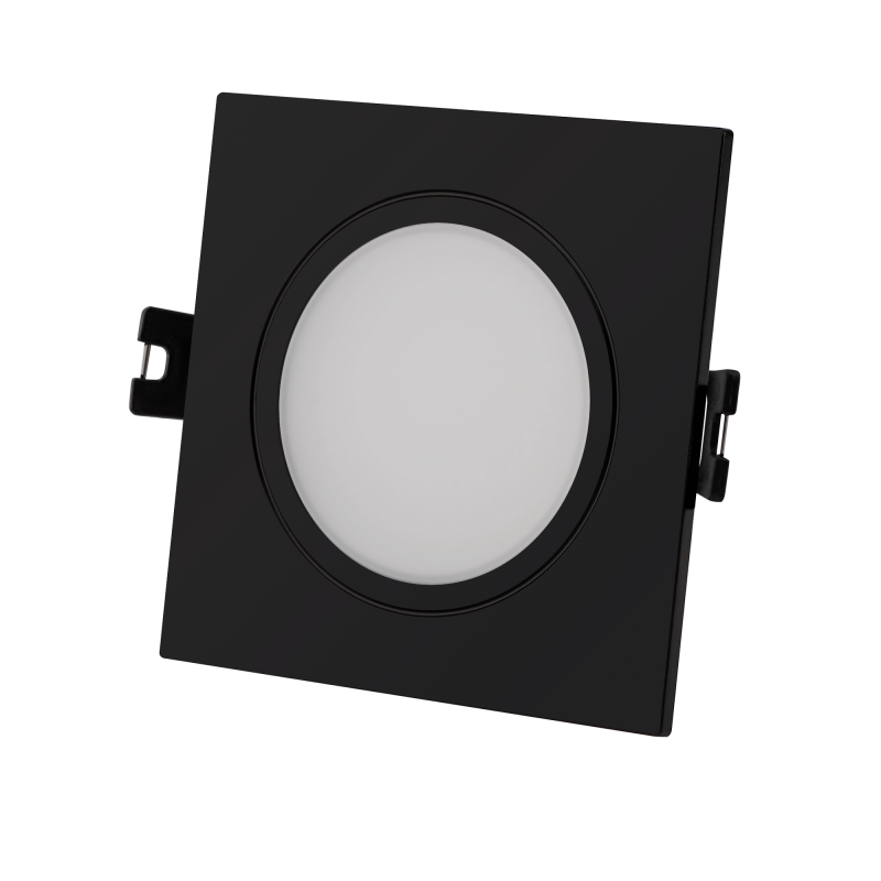 Square downlight ring for GU10/MR16 bulb - Opal diffuser - Cut Ø 75-80 mm - IP54