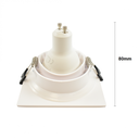 Square downlight ring for GU10/MR16 bulb - Opal diffuser - Cut Ø 75-80 mm - IP54