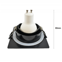 Square downlight ring for GU10/MR16 bulb - Opal diffuser - Cut Ø 75-80 mm - IP54