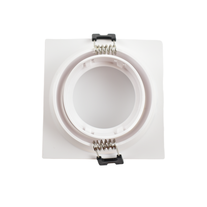 Square downlight ring for GU10/MR16 bulb - Opal diffuser - Cut Ø 75-80 mm - IP54