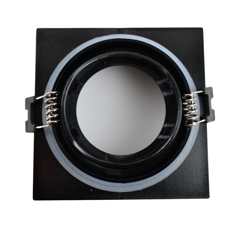Square downlight ring for GU10/MR16 bulb - Opal diffuser - Cut Ø 75-80 mm - IP54