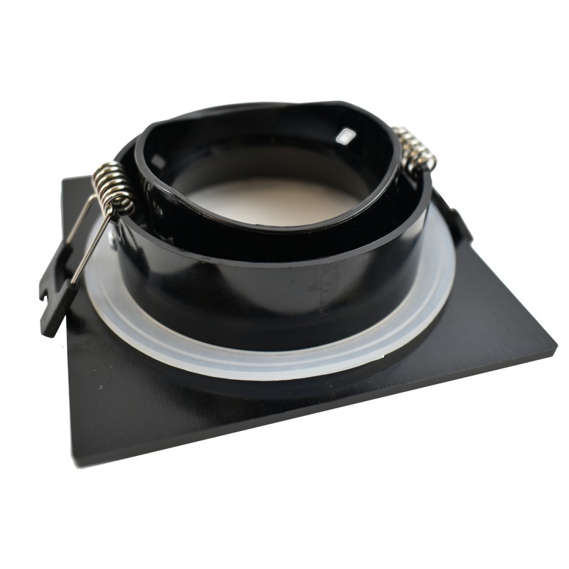 Square downlight ring for GU10/MR16 bulb - Opal diffuser - Cut Ø 75-80 mm - IP54