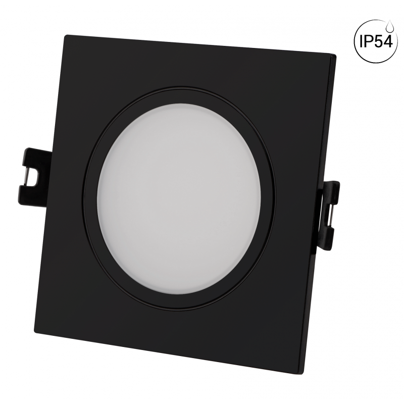 Square downlight ring for GU10/MR16 bulb - Opal diffuser - Cut Ø 75-80 mm - IP54