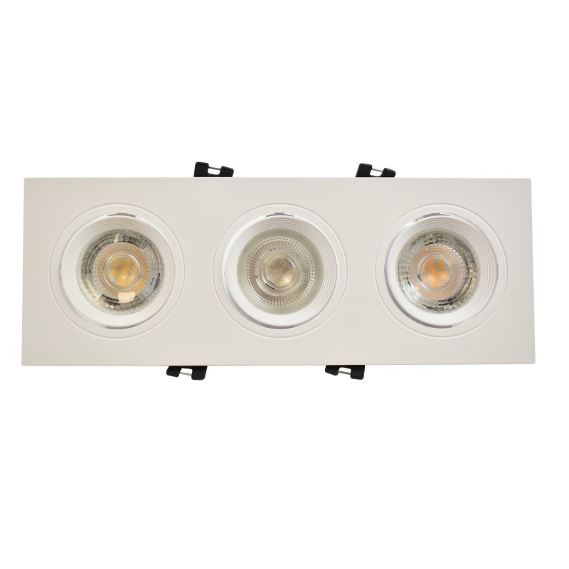 Tilting downlight ring for three GU10/MR16 bulbs - Cutout 75 x 235 mm