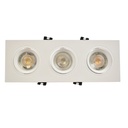 Tilting downlight ring for three GU10/MR16 bulbs - Cutout 75 x 235 mm