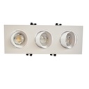 Tilting downlight ring for three GU10/MR16 bulbs - Cutout 75 x 235 mm