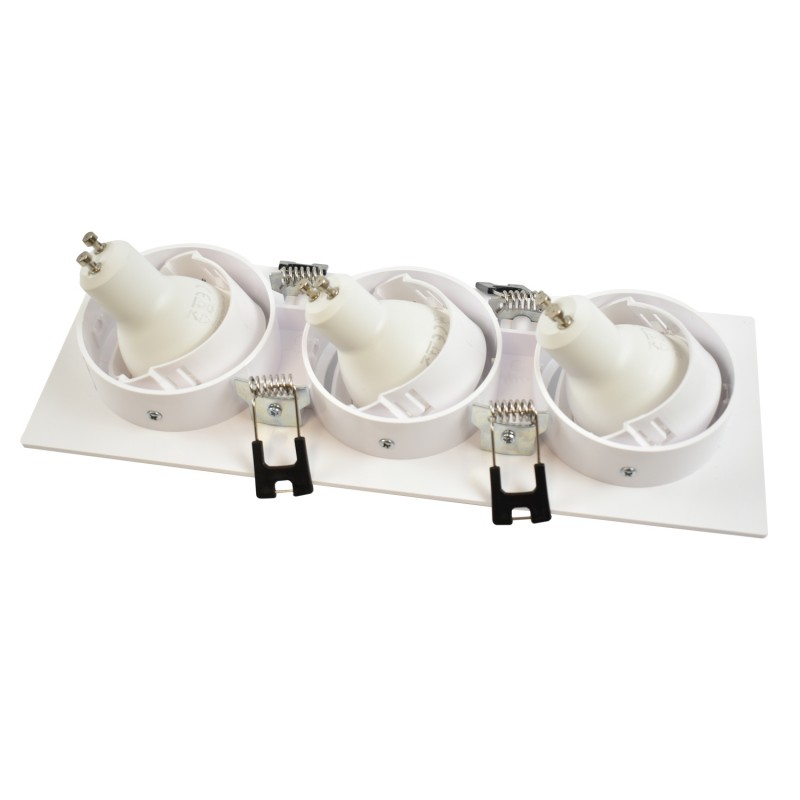 Tilting downlight ring for three GU10/MR16 bulbs - Cutout 75 x 235 mm