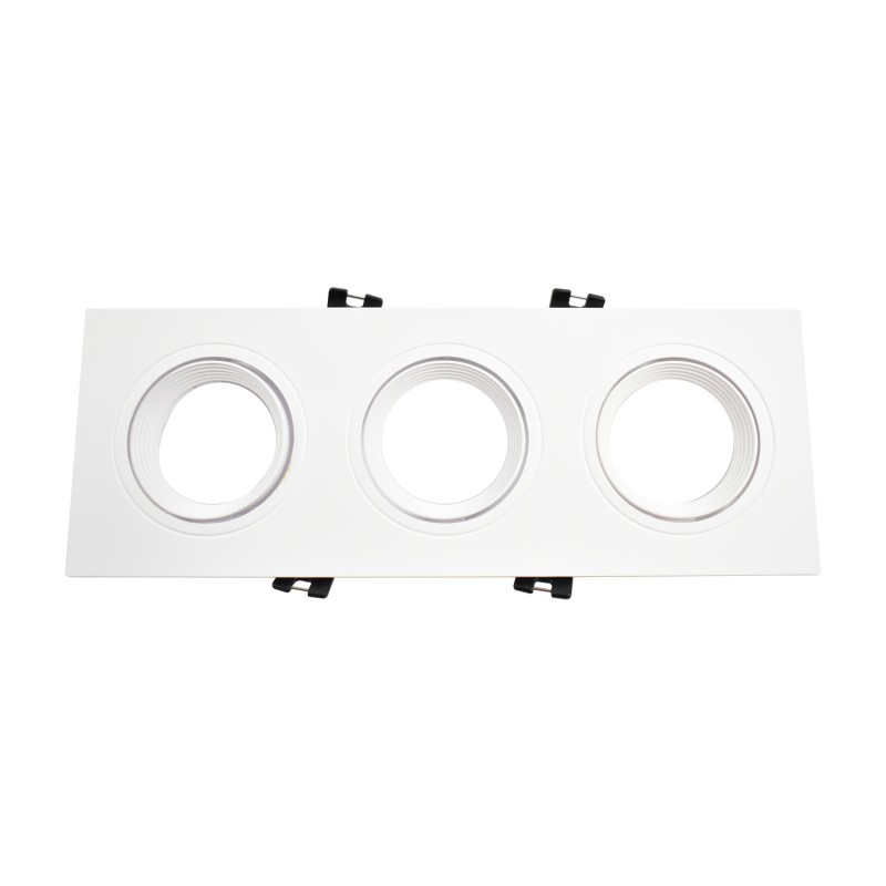 Tilting downlight ring for three GU10/MR16 bulbs - Cutout 75 x 235 mm