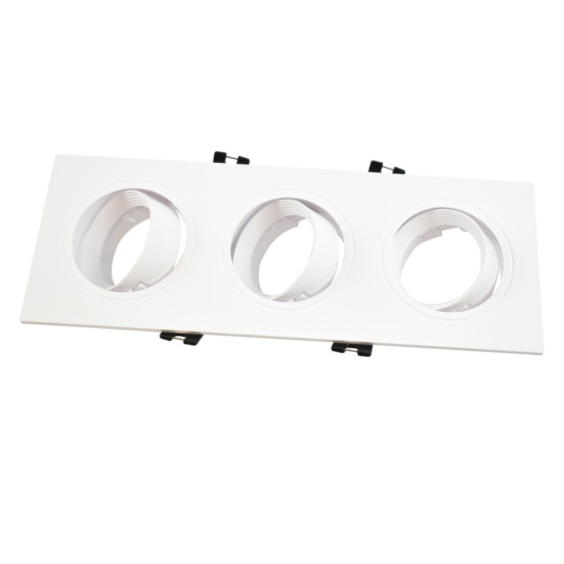 Tilting downlight ring for three GU10/MR16 bulbs - Cutout 75 x 235 mm