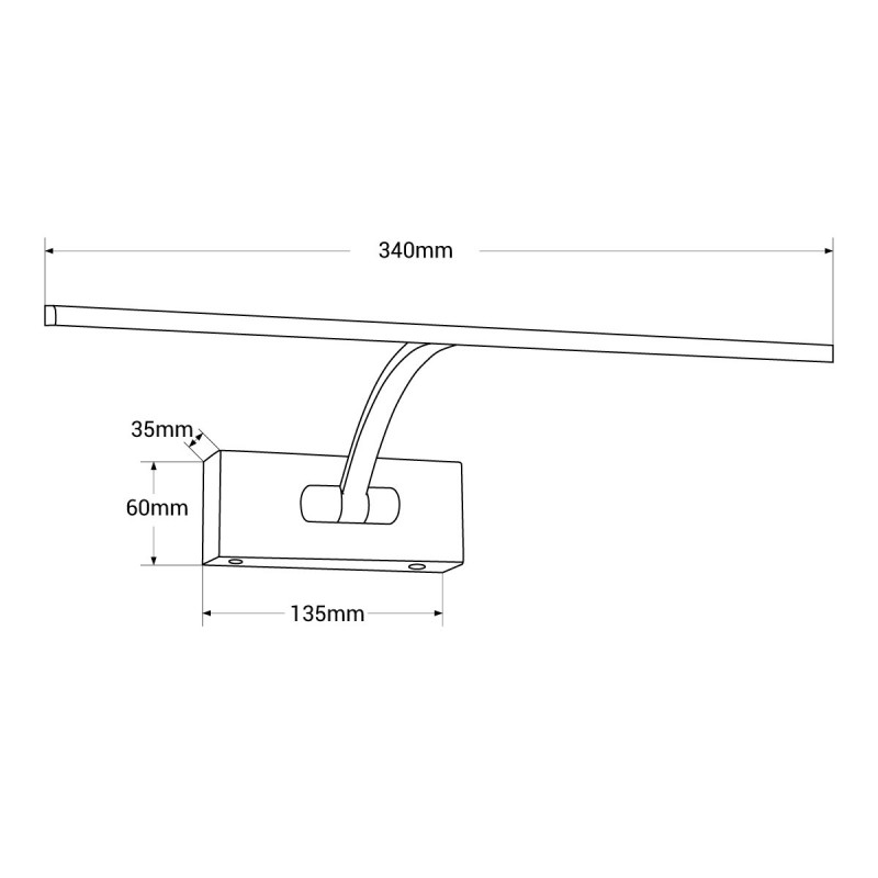 LED wall light for pictures with rechargeable battery - Dimmable - 4W - 34cm