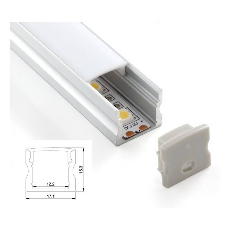 Aluminum profile for LED strip surface 17x15mm for LED strip (2 meters)