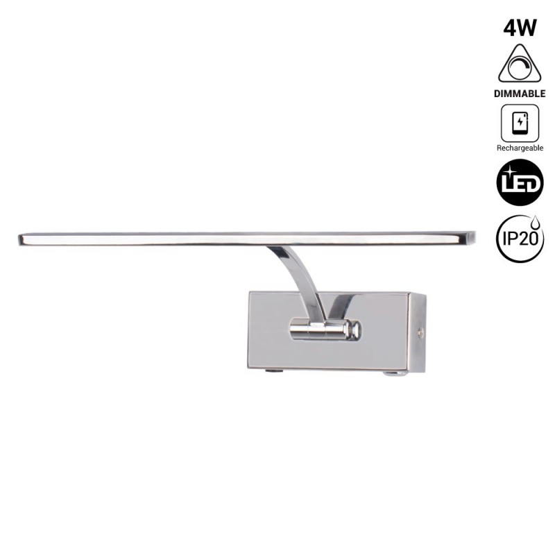 LED wall light for pictures with rechargeable battery - Dimmable - 4W - 34cm