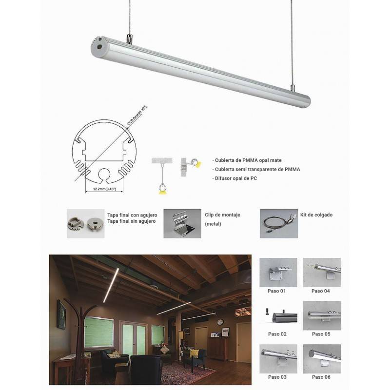 Profile for hanging or surface LED strip diameter 21mm (2meters)