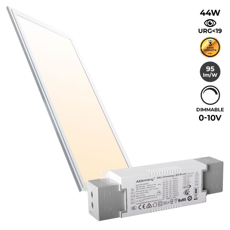 LED recessed panel - 120X30cm - 0-10V dimmable - 44W - UGR19