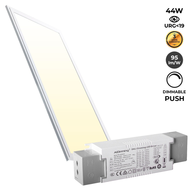 Recessed LED Panel - 120X30cm - PUSH Dimmable - 44W - UGR19