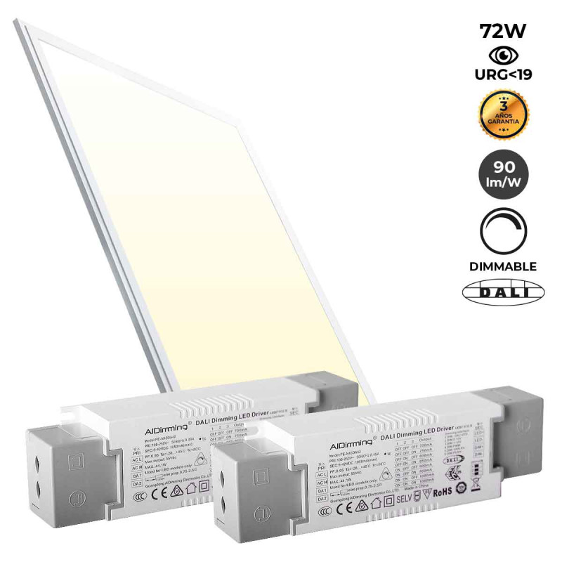 Recessed LED Panel - 120X60cm - DALI dimmable - 72W - UGR19