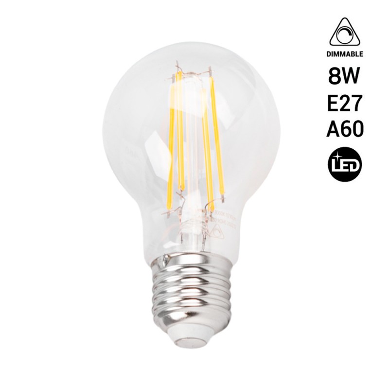 Dimmable LED filament bulb E27 8W A60