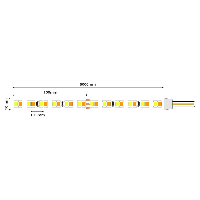 LED Strip 24V-DC - 90W - dimmable color temperature CCT - 1800-6500K - SMD2835 - 5 meter roll