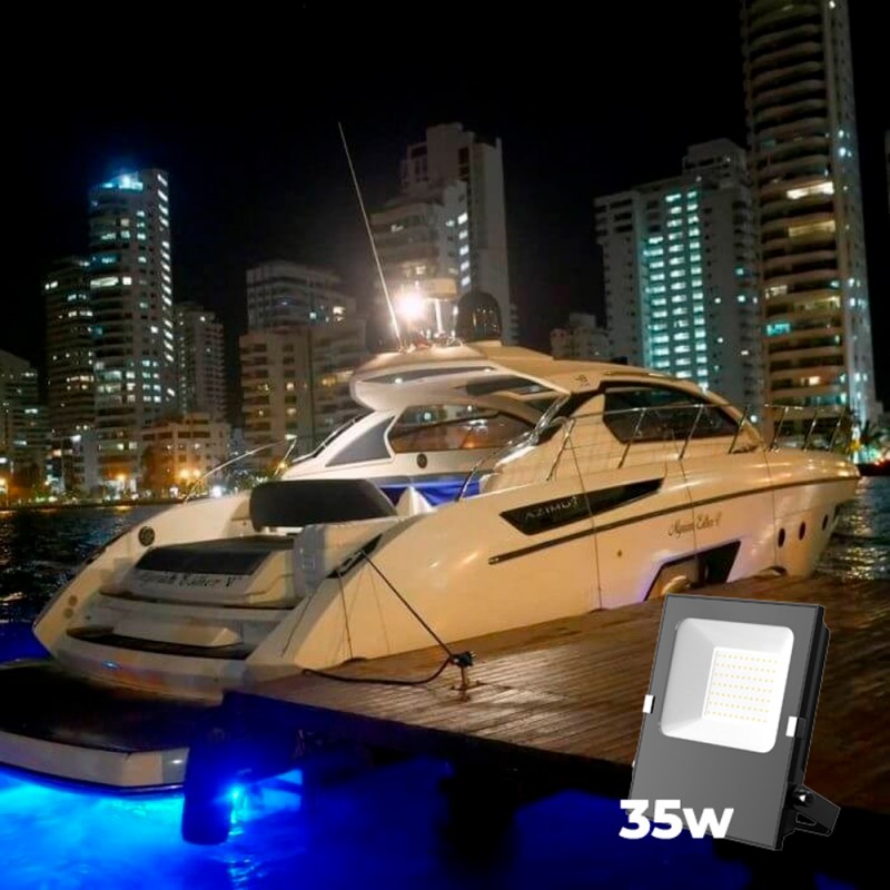 Outdoor LED floodlight 35W - 12-24V DC - 120º - IP66