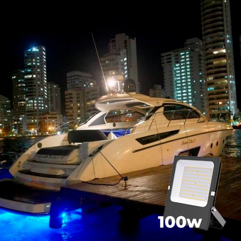 Outdoor LED floodlight 100W - 12-24V DC - 120º - IP66