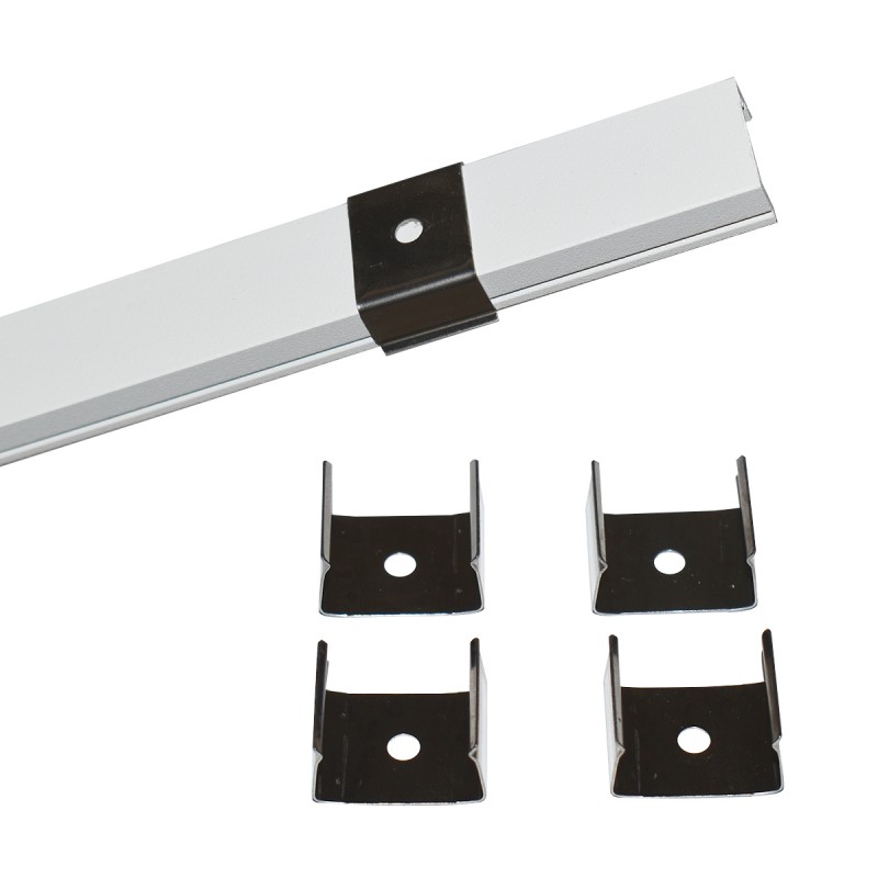 Aluminum surface profile for LED strip with diffuser - 4 clamps - 2 caps - 17x8mm - 2 meters