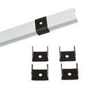 Aluminum surface profile for LED strip with diffuser - 4 clamps - 2 caps - 17x8mm - 2 meters