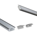 Recessed aluminum profile for LED strip with diffuser - 2 covers - 23x8mm - 2 meters