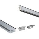 Recessed aluminum profile for LED strip with diffuser - 2 covers - 23x8mm - 2 meters