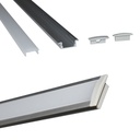 Recessed aluminum profile for LED strip with diffuser - 2 covers - 23x8mm - 2 meters