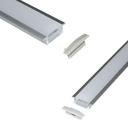Recessed aluminum profile for LED strip with diffuser - 2 covers - 23x8mm - 2 meters
