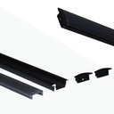 Recessed aluminum profile for LED strip with diffuser - 2 covers - 23x8mm - 2 meters