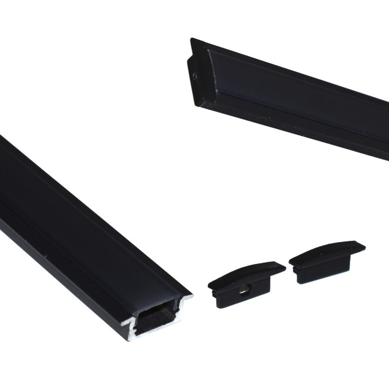 Recessed aluminum profile for LED strip with diffuser - 2 covers - 23x8mm - 2 meters