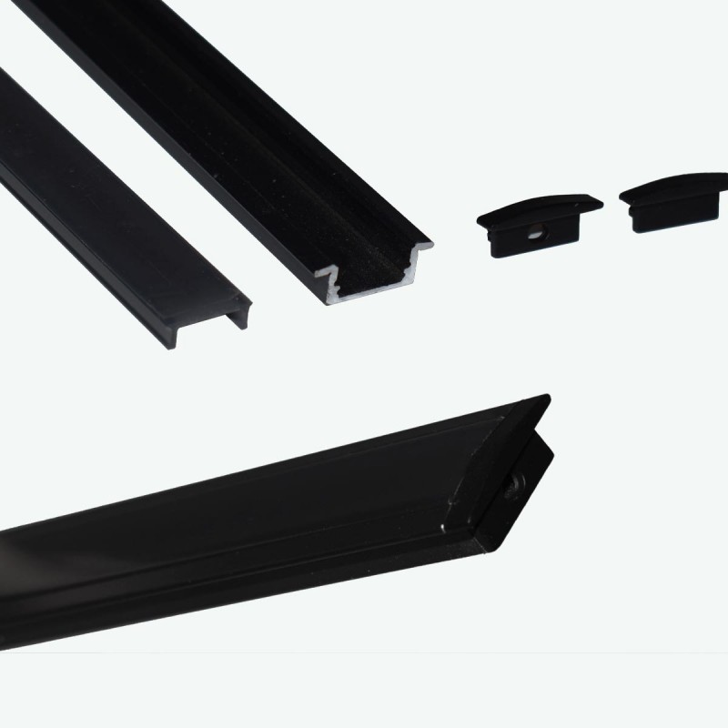 Recessed aluminum profile for LED strip with diffuser - 2 covers - 23x8mm - 2 meters