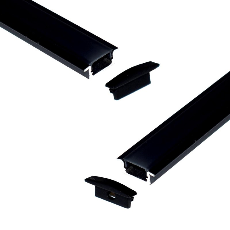 Recessed aluminum profile for LED strip with diffuser - 2 covers - 23x8mm - 2 meters