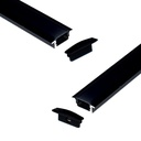 Recessed aluminum profile for LED strip with diffuser - 2 covers - 23x8mm - 2 meters