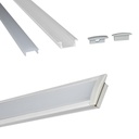 Recessed aluminum profile for LED strip with diffuser - 2 covers - 23x8mm - 2 meters