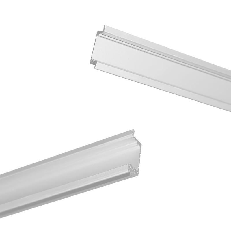 Recessed aluminum profile for LED strip with diffuser - 2 covers - 23x8mm - 2 meters