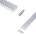 Recessed aluminum profile for LED strip with diffuser - 2 covers - 23x8mm - 2 meters