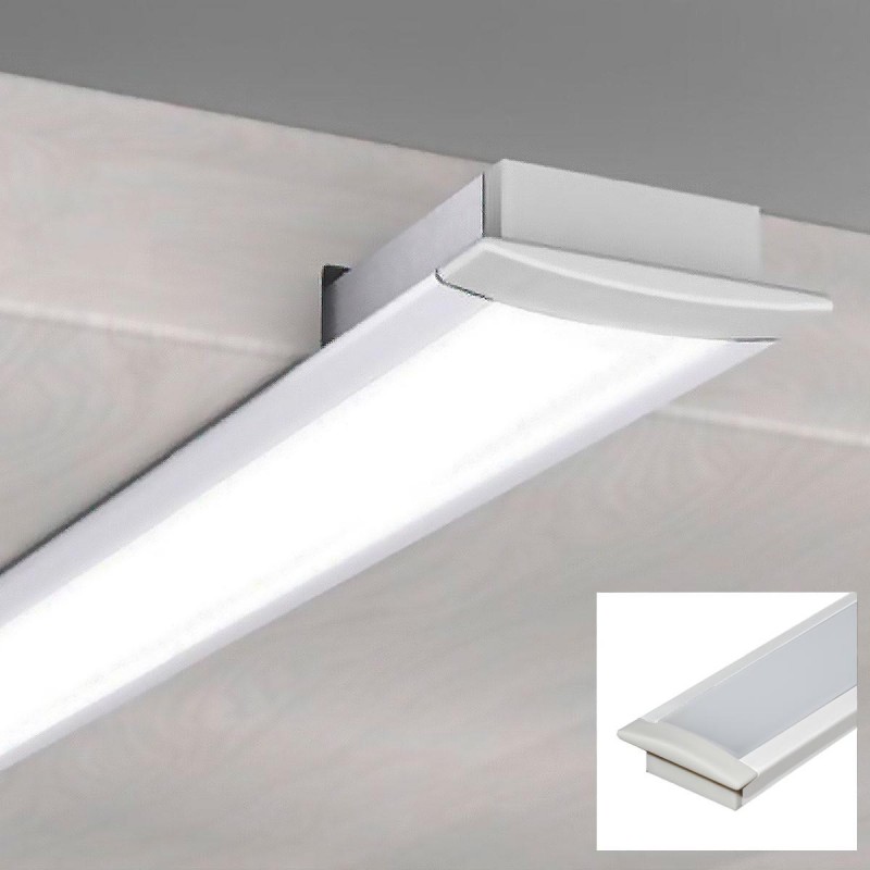 Recessed aluminum profile for LED strip with diffuser - 2 covers - 23x8mm - 2 meters