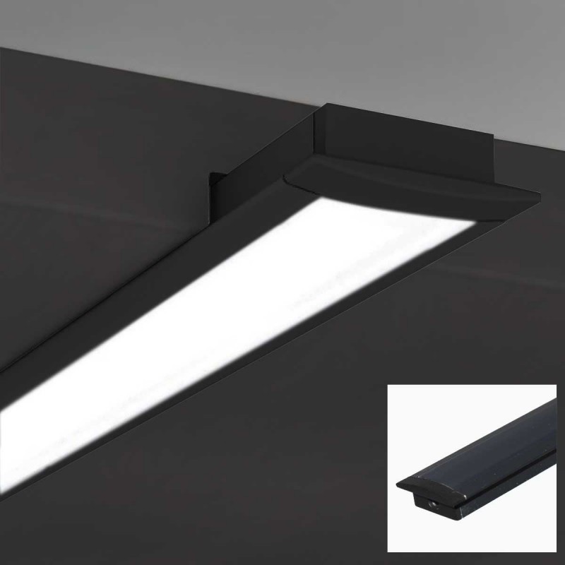 Recessed aluminum profile for LED strip with diffuser - 2 covers - 23x8mm - 2 meters