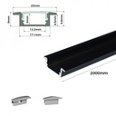 Recessed aluminum profile for LED strip with diffuser - 2 covers - 23x8mm - 2 meters