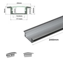 Recessed aluminum profile for LED strip with diffuser - 2 covers - 23x8mm - 2 meters