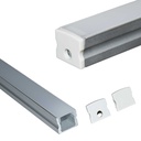 Aluminum surface profile for LED strip with diffuser - 4 clamps - 2 caps - 17x15mm - 2 meters