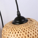 Wooden wall light, wicker lampshade and cable with switch and plug "Alan".