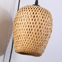 Wooden wall light, wicker lampshade and cable with switch and plug "Alan".