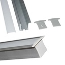 Recessed aluminum profile for LED strip with diffuser - 4 clips - 2 caps - 36x28mm - 2 meters