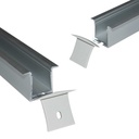 Recessed aluminum profile for LED strip with diffuser - 4 clips - 2 caps - 36x28mm - 2 meters