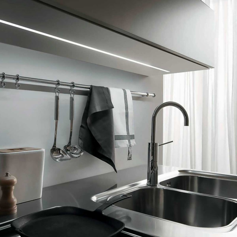 Recessed aluminum profile for LED strip with diffuser - 4 clips - 2 caps - 36x28mm - 2 meters