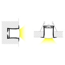 Recessed aluminum profile for LED strip with diffuser - 4 clips - 2 caps - 36x28mm - 2 meters