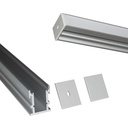 Aluminum profile for recessed LED strip with diffuser - 2 covers - 21x26mm - IP54 - 2 meters